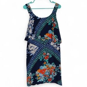 Maeve By Anthropologie Multi-colored Floral & Geometric Print On Navy Blue - 6
